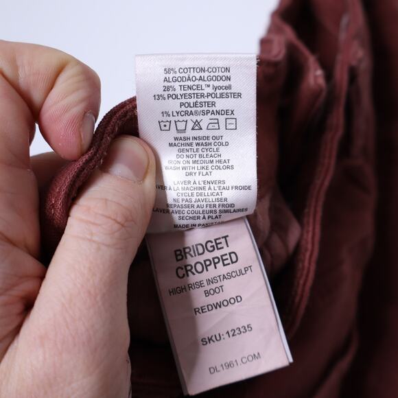 DL1961 Bridget Cropped High Rise Jeans Instasculpt Boot In Redwood Women's 27 - Picture 11 of 11